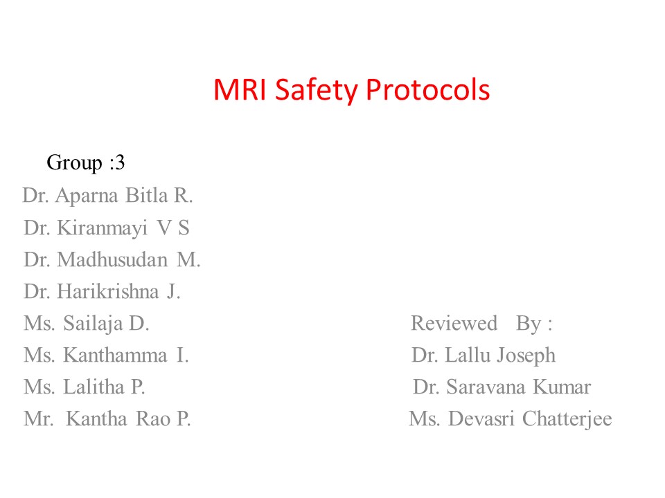 MRI Safety Protocols